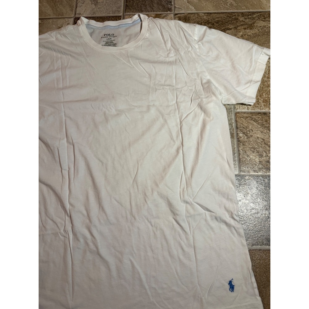 Polo Ralph Lauren Mens White Cotton Crew Neck Short Sleeve T-Shirt Logo Large